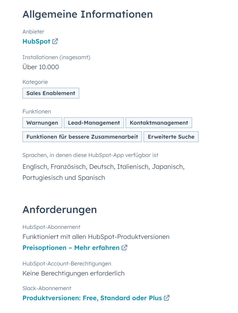 HubSpot Integrationsbeispiel Slack